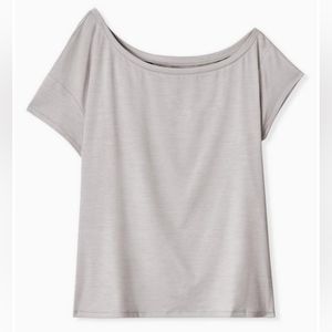 Torrid Tech Jersey Off Shoulder Short Sleeve Active Tee in Oatmeal Size 3